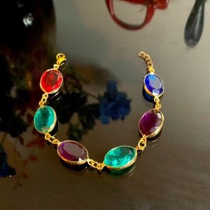 Colorful glass crystals bracelet❤️💚💜💙